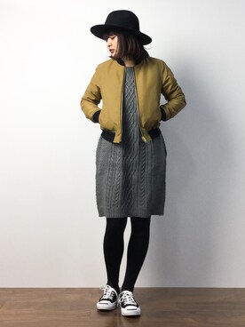 「Rouge vif（ルージュヴィフ）のアイテム（ブルゾン）」を使った、ななこさん（レディース・156cm）の秋コーディネート