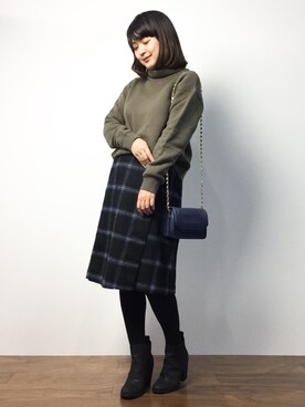 「NANO universe（ナノユニバース）のアイテム（ブーティ）」を使った、ななこさん（レディース・156cm）の秋コーディネート