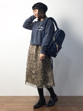 「NANO universe（ナノユニバース）のアイテム（ニットキャップ/ビーニー）」を使った、ななこさん（レディース・156cm）の秋コーディネート