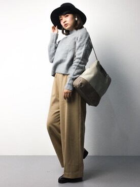 「LIMITLESS LUXURY（リミットレスラグジュアリー）のアイテム（帽子）」を使った、ななこさん（レディース・156cm）の冬コーディネート