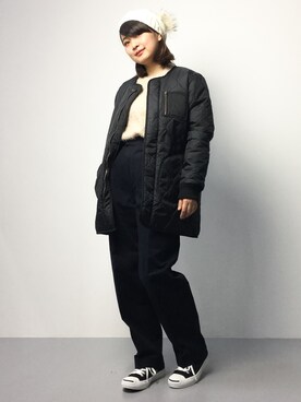「DOUBLE NAME（ダブルネーム）のアイテム（ブルゾン）」を使った、ななこさん（レディース・156cm）の冬コーディネート