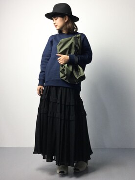 「CLANE（クラネ）のアイテム（スウェット）」を使った、ななこさん（レディース・156cm）の冬コーディネート