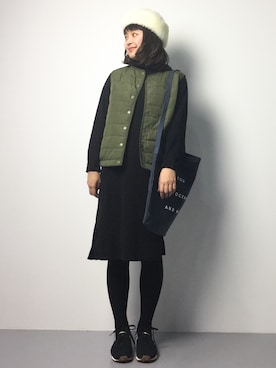 「Language（ランゲージ）のアイテム（ワンピース/ドレス）」を使った、ななこさん（レディース・156cm）の冬コーディネート