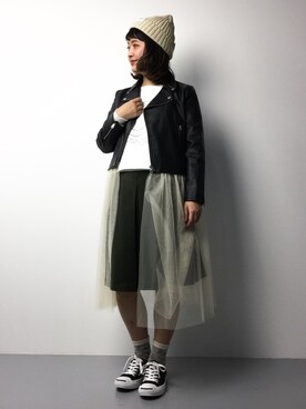 「I am I in fact...（アイアムアイインファクト）のアイテム（ブルゾン）」を使った、ななこさん（レディース・156cm）の冬コーディネート