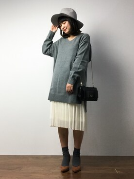「Honey Salon（ハニーサロン）のアイテム（バッグ）」を使った、ななこさん（レディース・156cm）の冬コーディネート