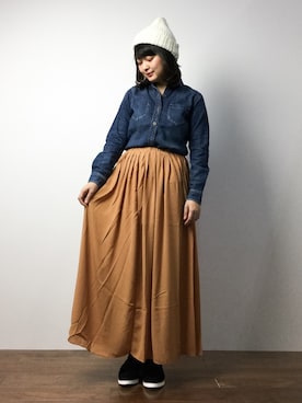 「Banner Barrett（バナーバレット）のアイテム（キャップ）」を使った、ななこさん（レディース・156cm）の冬コーディネート