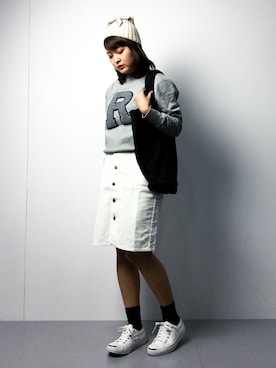 「EFFE BEAMS（エッフェビームス）のアイテム（帽子）」を使った、ななこさん（レディース・156cm）の冬コーディネート