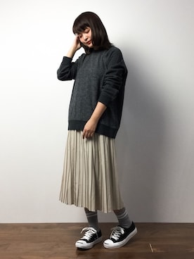 「JOURNAL STANDARD LUXE（ジャーナルスタンダード　ラックス）のアイテム（スウェット）」を使った、ななこさん（レディース・156cm）の冬コーディネート