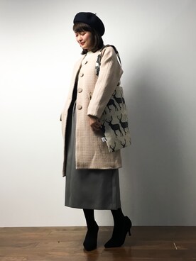 「OLIKA（オリカ）のアイテム（パンツ）」を使った、ななこさん（レディース・156cm）の冬コーディネート