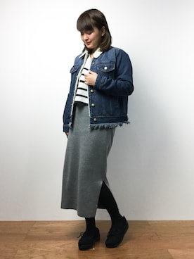 「Factor=（ファクターイコール）のアイテム（ジャケット/アウター）」を使った、ななこさん（レディース・156cm）の冬コーディネート