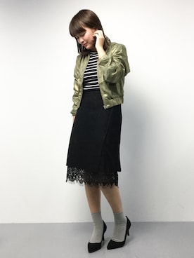 「PLAIN CLOTHING（プレーンクロージング）のアイテム（スカート）」を使った、ななこさん（レディース・156cm）の冬コーディネート