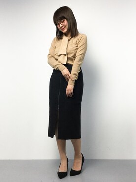 「PLAIN CLOTHING（プレーンクロージング）のアイテム（スカート）」を使った、ななこさん（レディース・156cm）の冬コーディネート