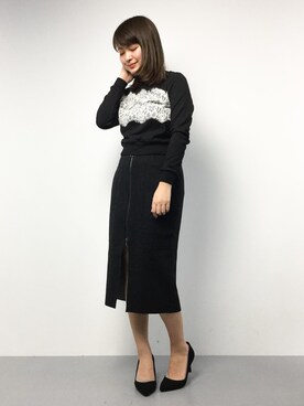 「PLAIN CLOTHING（プレーンクロージング）のアイテム（スカート）」を使った、ななこさん（レディース・156cm）の冬コーディネート
