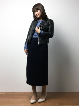 「EN ROUTE（アンルート）のアイテム（スカート）」を使った、ななこさん（レディース・156cm）の冬コーディネート