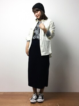 「EN ROUTE（アンルート）のアイテム（スカート）」を使った、ななこさん（レディース・156cm）の冬コーディネート
