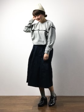 「Ameri（アメリ）のアイテム（スウェット）」を使った、ななこさん（レディース・156cm）の冬コーディネート