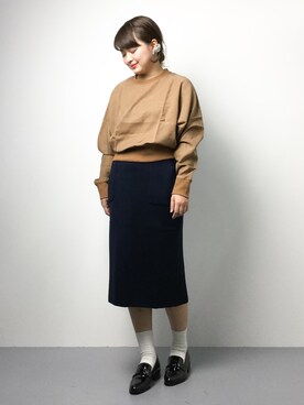 「LE JUN（ルジュン）のアイテム（スカート）」を使った、ななこさん（レディース・156cm）の冬コーディネート