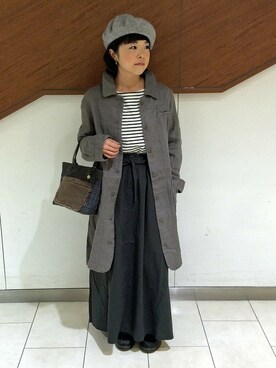 「LBC（エルビーシー）のアイテム（ステンカラーコート）」を使った、tomoさん（レディース・148cm）の秋コーディネート