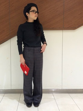 「タイト」｜「アイテム（ハンチング/ベレー帽）」を使った、tomoさん（レディース・148cm）の秋コーディネート