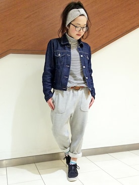 「LBC（エルビーシー）のアイテム（デニムジャケット）」を使った、tomoさん（レディース・148cm）の冬コーディネート