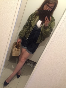 「TODAYFUL（トゥデイフル）のアイテム（ナイロンジャケット）」を使った、Sayurinさん（レディース・165cm）の春コーディネート
