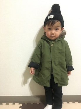 「キッスコーデ」｜「アイテム（ニットキャップ/ビーニー）」を使った、Aohaさん（キッズ・80cm）の秋コーディネート