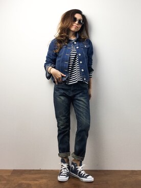 「RAY CASSIN（レイカズン）のアイテム（デニムジャケット）」を使った、..HK..さん（レディース・159cm）の春コーディネート
