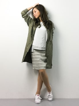「Heather（ヘザー）のアイテム（ミリタリージャケット）」を使った、..HK..さん（レディース・159cm）の春コーディネート