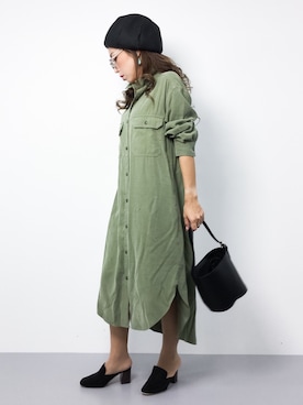 「URBAN RESEARCH（アーバンリサーチ）のアイテム（シャツワンピース）」を使った、..HK..さん（レディース・159cm）の秋コーディネート
