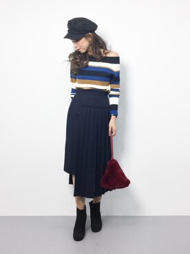 「ファークラッチ」｜「アイテム（ブーツ）」を使った、..HK..さん（レディース・159cm）の冬コーディネート