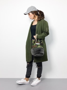「URBAN RESEARCH Sonny Label（アーバンリサーチサニーレーベル）のアイテム（MA-1）」を使った、..HK..さん（レディース・159cm）の冬コーディネート