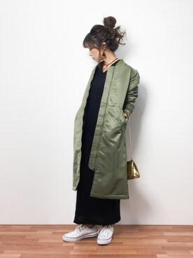 「Ray BEAMS（レイビームス）のアイテム（MA-1）」を使った、..HK..さん（レディース・159cm）の冬コーディネート