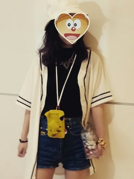 「MCM（エムシーエム）のアイテム（パンツ）」を使った、アーリーさん（レディース・166cm）の夏コーディネート