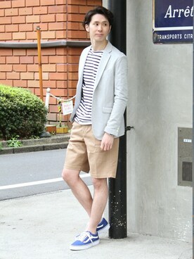 「417 EDIFICE（フォーワンセブンエディフィス）のアイテム（チノパンツ）」を使った、417 officialさん（メンズ・173cm）の春コーディネート