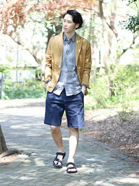 「417 EDIFICE（フォーワンセブンエディフィス）のアイテム（チノパンツ）」を使った、417 officialさん（メンズ・173cm）の春コーディネート