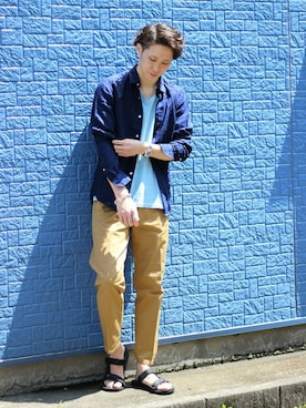 「417 EDIFICE（フォーワンセブンエディフィス）のアイテム（チノパンツ）」を使った、417 officialさん（メンズ・173cm）の春コーディネート