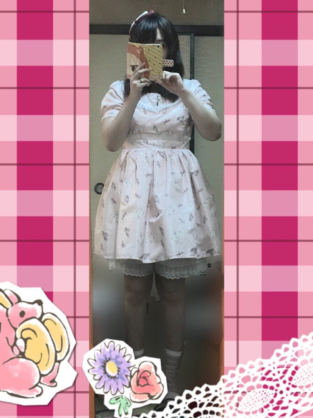 「axes femme、Ank Rouge、ドラフトAXE、うさぎ、カチューシャ、リボン」｜「Ank Rougeのアイテム（ワンピース、ピンク系）」を使った、teroさん（レディース・153cm）の夏コーディネートの1枚目の写真
