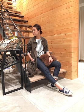 「TODAYFUL（トゥデイフル）のアイテム（トレンチコート）」を使った、SAAYA KOUZAWAさん（レディース・165cm）の秋コーディネート