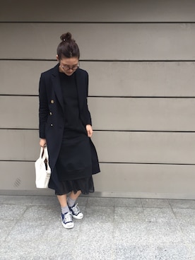 「TODAYFUL（トゥデイフル）のアイテム（チェスターコート）」を使った、SAAYA KOUZAWAさん（レディース・165cm）の冬コーディネート