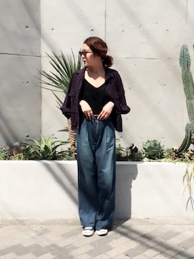 「アイテム（ミリタリージャケット）」を使った、SAAYA KOUZAWAさん（レディース・165cm）の春コーディネート