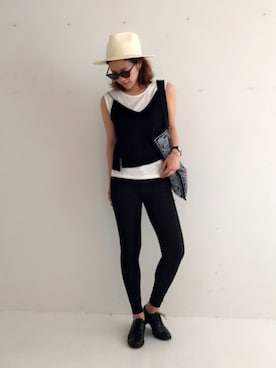 「アイテム（キャミソール、ブラック系）」を使った、SAAYA KOUZAWAさん（レディース・165cm）の春コーディネート