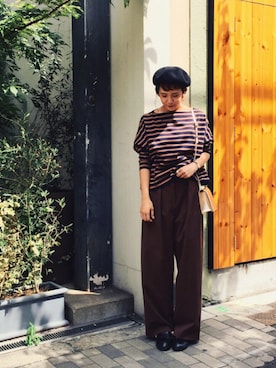 「アイテム（ショルダーバッグ、ゴールド系）」を使った、SAAYA KOUZAWAさん（レディース・165cm）の秋コーディネート