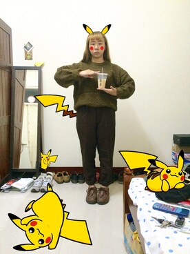 「pikachu」｜林宛真さん（レディース・157cm）の冬コーディネート