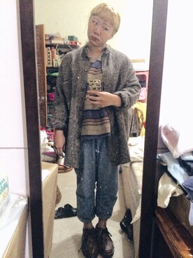 「二手」｜林宛真さん（レディース・158cm）の冬コーディネート