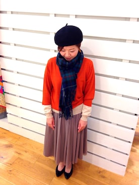 「リバーシブル」｜「アイテム（ハンチング/ベレー帽）」を使った、ARAMAKIさん（レディース・150cm）の秋コーディネート