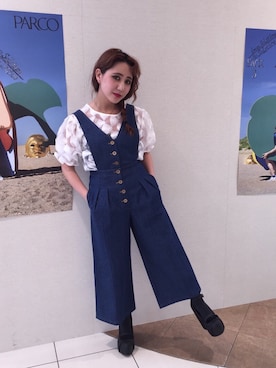 「アイテム（ワンピース、ブルー系）」を使った、Manahaさん（レディース・155cm）の冬コーディネート