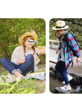 「Ray BEAMS（レイビームス）のRay BEAMS / 中折れ HAT（ハット）」を使った、ちゃんさきさん（レディース・161cm）の春コーディネート