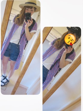 「Ray BEAMS（レイビームス）のRay BEAMS / 中折れ HAT（ハット）」を使った、ちゃんさきさん（レディース・161cm）の夏コーディネート