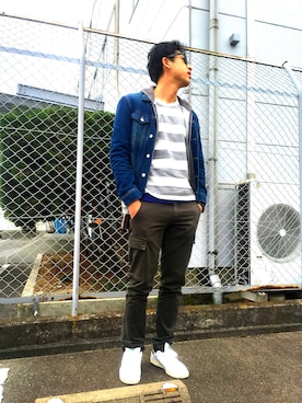 「Simplicite（サンプリシテ）のアイテム（トップス）」を使った、Ta2さん（メンズ・176cm）の春コーディネート