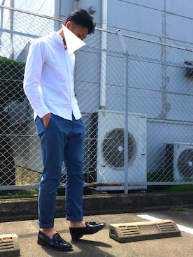 「UNITED ARROWS（ユナイテッドアローズ）のBAS  コットン リネン シャンブレー BD シャツ（シャツ/ブラウス、ホワイト系）」を使った、Ta2さん（メンズ・176cm）の春コーディネート